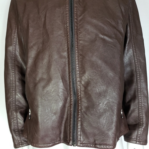 Pronto Uomo Mens Brown Leather Bomber Jacket Sz XL - Picture 2 of 8